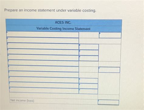 Solved Qs Varlable Costing Income Statement Lo P Aces Chegg