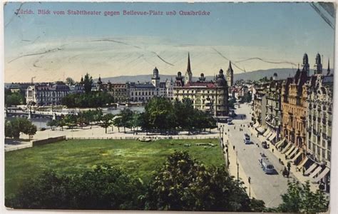 Ak Stadt Z Rich Bellevue Platz Tram Kaufen Auf Ricardo