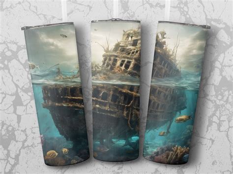 Underwater Shipwreck Digital Art For Oz Skinny Tumbler Sublimation