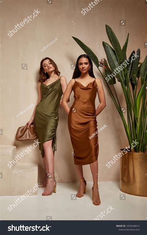 Two Fashion Model Brunette Hair Wear Stock Photo Shutterstock