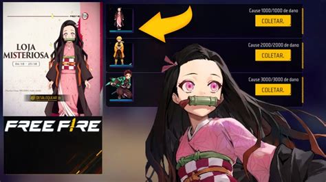 COMO PEGAR RECOMPENSAS E SKIN NEZUKO ZENITSU E TANJIRO GRÁTIS NO FREE