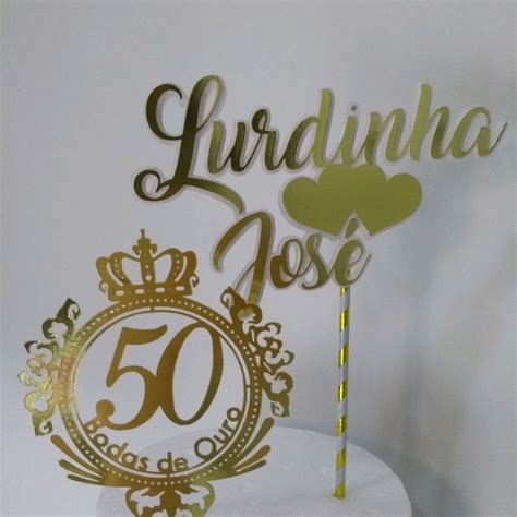 Cake Topper Bodas De Ouro Elo Produtos Especiais