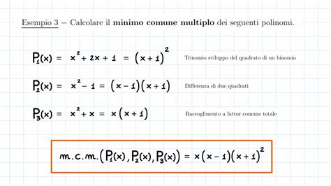 Minimo Comune Multiplo M C M Tra Polinomi Youtube