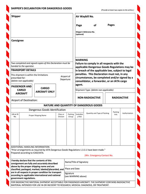 Dangerous Goods Declaration Fill Online Printable Fillable Blank