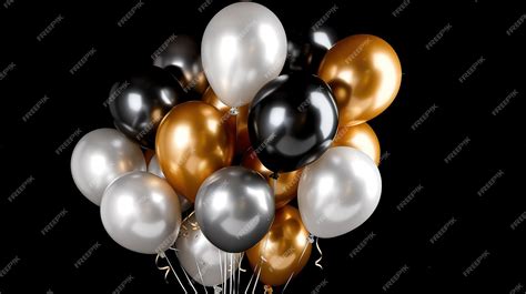 Premium AI Image | pattern of gold and silver foil balloons