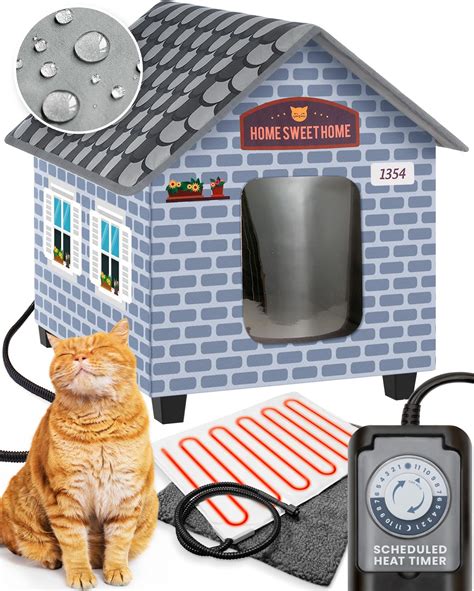 Amazon.com : PETYELLA Weatherproof Heated Cat House for Outdoor Cats in Winter - Easy to ...