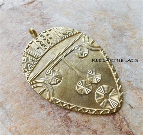 One Large Stylized Brass Ashanti Tribal Mask Pendant 5 Etsy