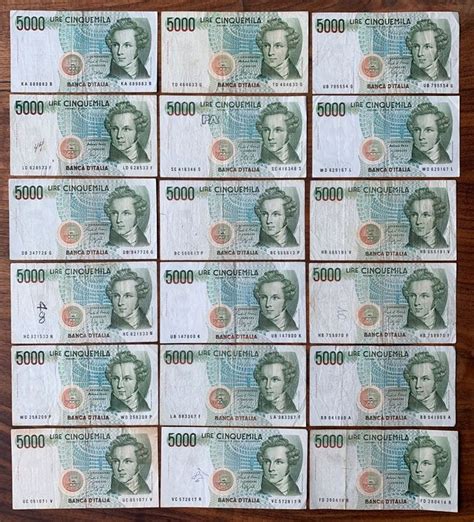 Banknoten Lot Italien 18 X 5000 Lire 1985 Bellini Kaufen Auf Ricardo