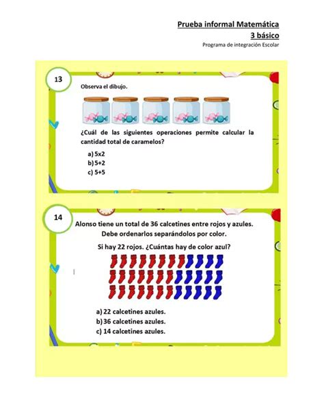 B Sico Prueba Informal Matem Ticas Pie Profe Social