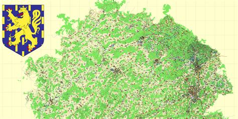 Franche Comte France PDF Vector Map exact extra detailed All Roads ...