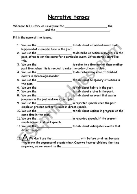 Narrative Tenses Exercises