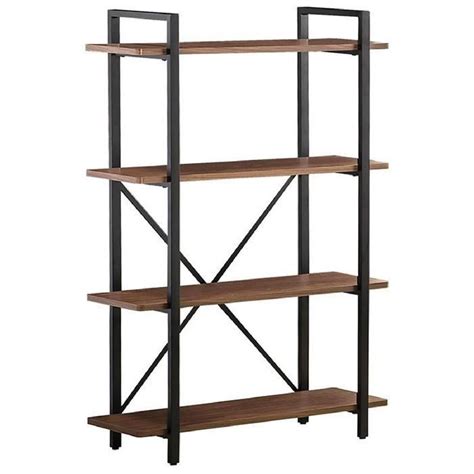 Light Brown Metal Frame Industrial Style Bookcase | Industrial ...