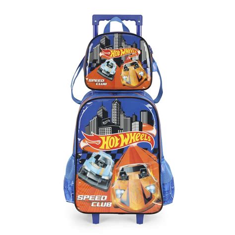 Kit Bolsa Escolar Infantil Lancheira E Estojo Hot Wheels Azul MALOA Loja Virtual