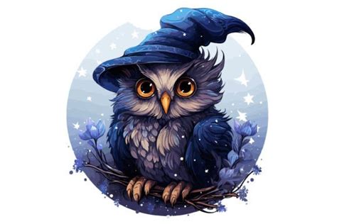 Starry Night Witch Owl Design Graphic By Art On Demand · Creative Fabrica