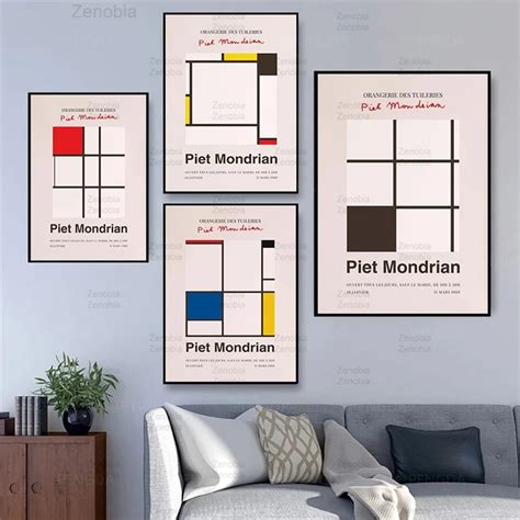 Piet Mondrian Tuval Boyama D Nyaca Nl Geometrik Renkli Izgi Sergi