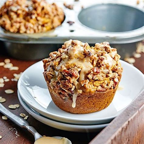 Pumpkin Muffins With Pecan Streusel Maple Glaze Recipe The Feedfeed