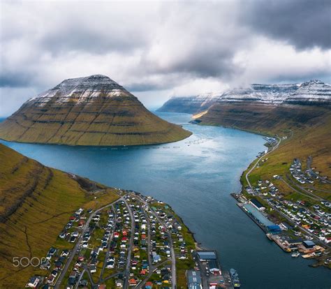 Aerial view of the city of Klaksvik on Faroe Islands, Denmark - | Faroe ...