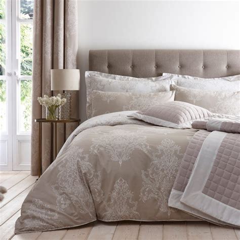 Versailles Natural Reversible Duvet Cover and Pillowcase Set | Dunelm