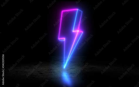 neon thunder icon Stock Illustration | Adobe Stock