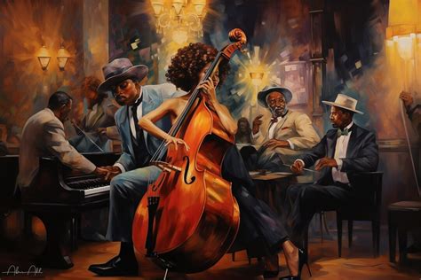 Vibrant Jazz Band Acrylic Art Black Culture, African American Music ...