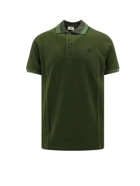 Etro Cotton Polo Shirt With Pegaso Embroidery Green