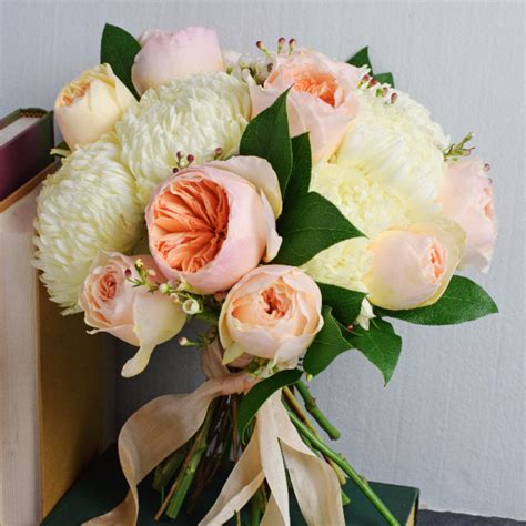 Peach Garden Rose Bridal Bouquet — Flower Moxie