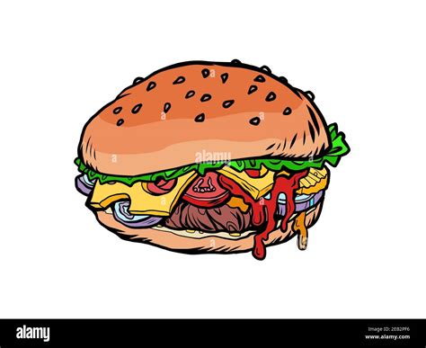 Ilustración De La Comida Rápida De La Hamburguesa Imagen Vector De