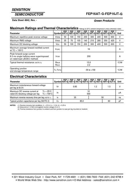 Fep Dt G Rectifier Datasheet Distribuidor Stock Y Mejor Precio