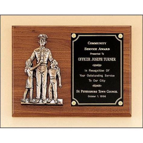 Police Wood Award Plaque With Bronze Finish P1965 Corporate Awards