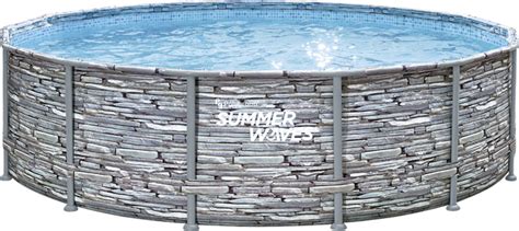 Summer Waves Elite Frame Swimmingpool Steinoptik grau Ø 427 x 107 cm