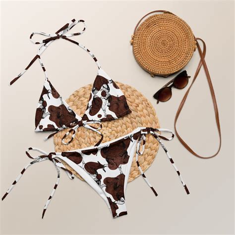 Longhorn Skull Recycled String Bikini Set Cactus Western Bikini Cowgirl Bathingsuit Two