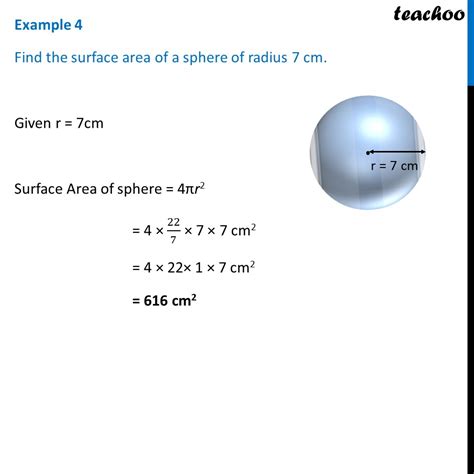 Example 4 - Find surface area of a sphere of radius 7 cm
