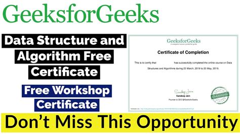 Geeksforgeeks Free Courses With Certificate Data Structure And Algorithm Programming Gfg