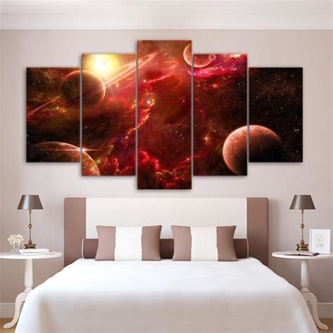 Outer Space Planets Stars – Space 5 Panel Canvas Art Wall Decor ...