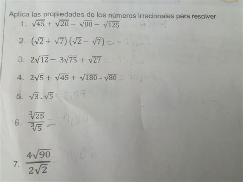 Aplica Las Propiedades De Los Numeros Irracionales Para Resolver