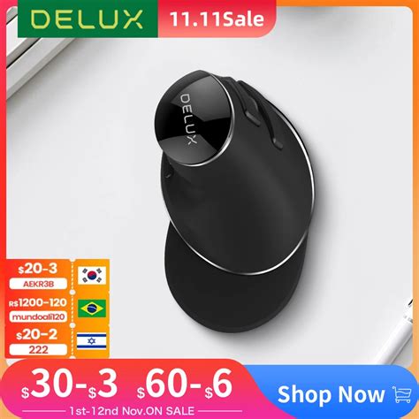 Delux M Pd Wireless Bt Ergonomic Vertical Rechargeable Mouse Dpi