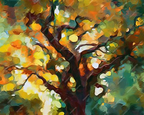 Premium AI Image | A painting of a tree with the colors of the tree in ...