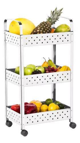 Fruteira De Chão Organizadora 3 Andares Inox Rodinha Frete grátis