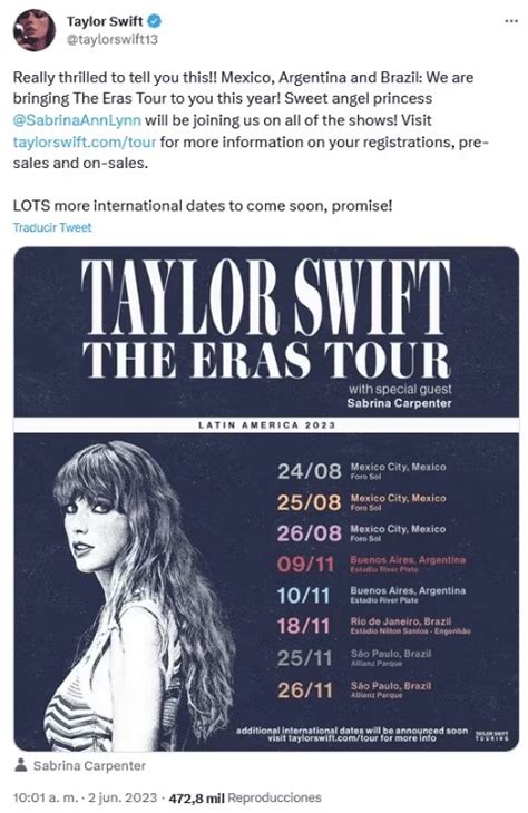 ¡sorprendente Noticia Taylor Swift Revela Sus Planes De Conciertos En