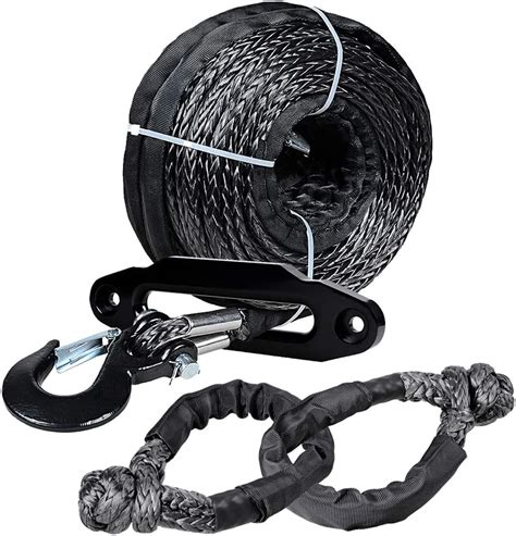 Amazon Combo Black 95 X 3 8 Synthetic Winch Rope 20500 LBS W