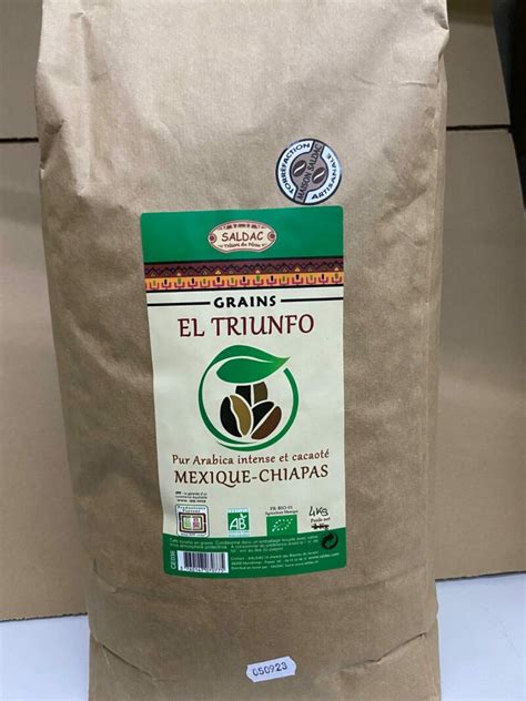 Café Triunfo du Mexique bio équitable grain 4kg SALDAC Suisse sarl