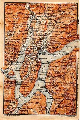 CARTA GEOGRAFICA ANTICA SVIZZERA Lago Di Lugano Old Map Switzerland