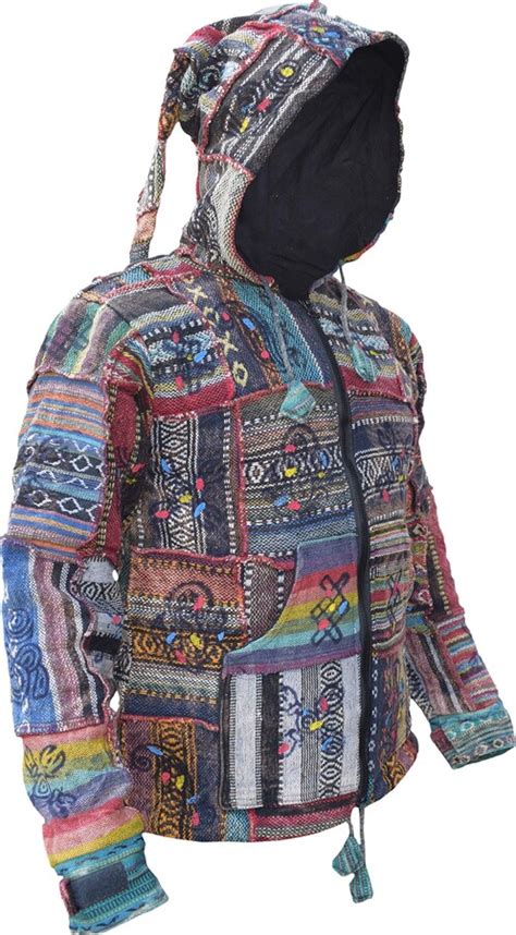 Gheri Cotton Fleece Lined Patchwork Elf Pixie Nepalese Festival Hood