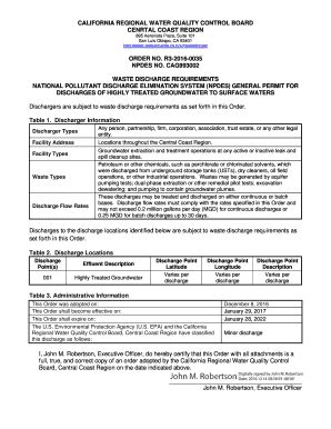 Fillable Online Waste Discharge Requirements National Pollutant