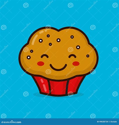 Cute Happy Smiling Muffin Cupcake. Vector Stock Vector - Illustration ...