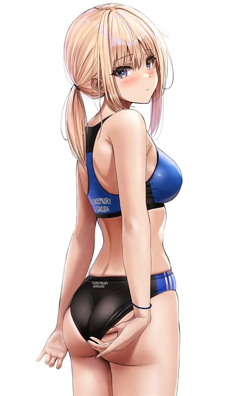 Yukemuriganmo Original Highres 1girl Adjusting Buruma Adjusting Clothes Ass Blue Sports