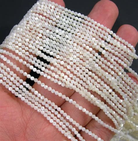 Natural Mother Of Pearl Shell Beads 2mm 3mm 4mm Micro Faceted Tiny