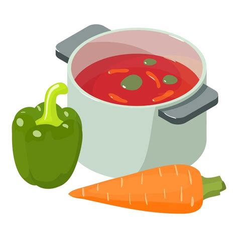 Primer Plato Icono Vector Isom Trico Sopa De Verduras Rojas Zanahoria