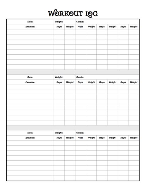 Strength Training Log Sheets