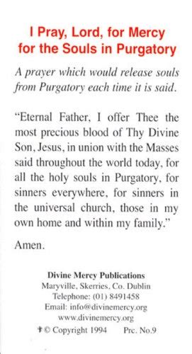 Prayer for the Souls in Purgatory Prayercard – The Catholic Gift Store